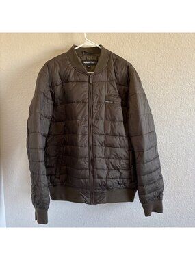 Members Only Men’s Bomber Jacket Size Large Dark Olive Green Puffer